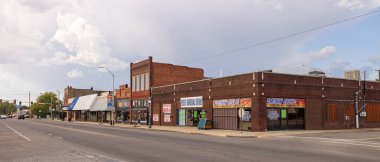 Stigler, Oklahoma, USA - October 15, 2022: The old business district on Main Street