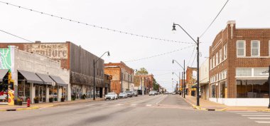 Okmulgee, Oklahoma, USA - October 16, 2022: The old business district on 6th Street