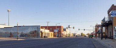 Hennessey, Oklahoma, USA - October 17, 2022: The old business district on Main Street