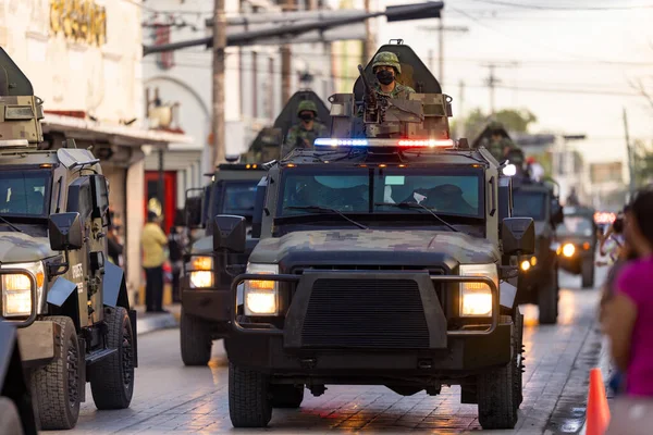 Matamoros Tamaulipas Mexiko September 2022 Desfile Septiembre Mexikansk Armésoldat Som — Stockfoto