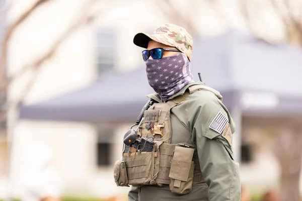 stock image Laredo, Texas, USA - February 19, 2022: The Anheuser-Busch Washingtons Birthday Parade, Member of the Sheriff dept patroling the parade route