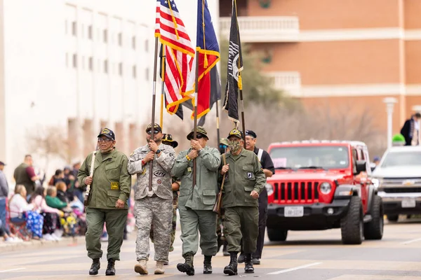 텍사스주 2022 Anheuser Busch Washingtons Birthday Parade Veterans War Growing — 스톡 사진