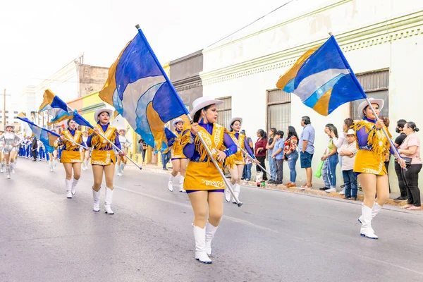 Matamoros Tamaulipas Messico Febbraio 2023 Fiestas Mexicanas Parade Cheerleaders Del — Foto Stock