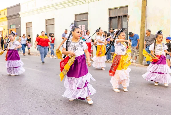 Matamoros Tamaulipas México Febrero 2023 Desfile Fiestas Mexicanas Estudiantes Academia — Foto de Stock