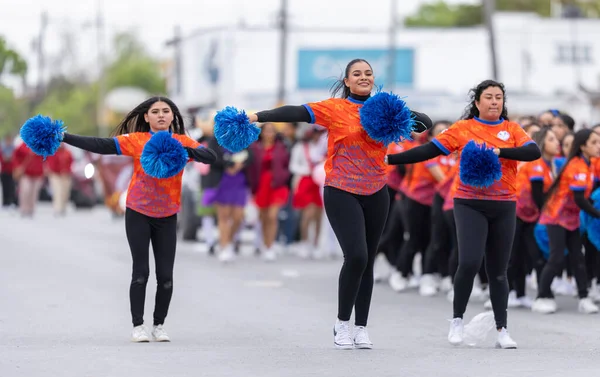 Valle Hermoso Tamaulipas Mexico March 2023 City Anniversary Parade Cheerleaders — стокове фото