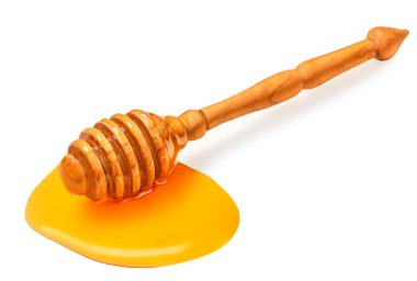 Honey dipper stick  isolated on a white background. 