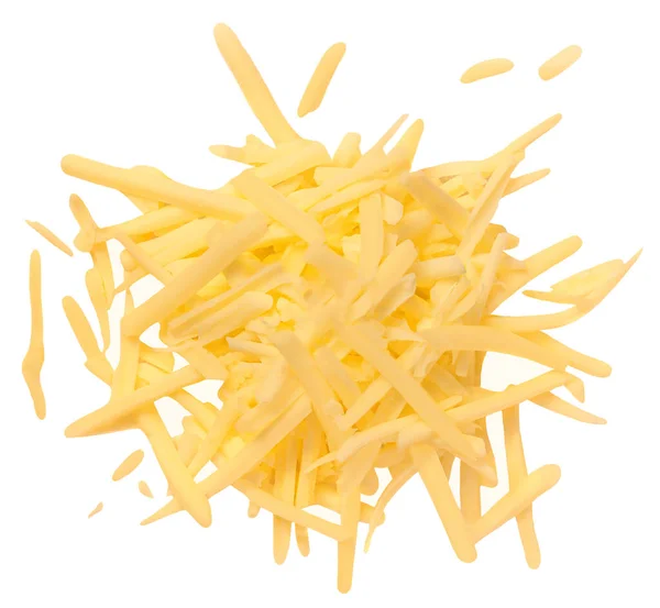 在白色背景上分离的烤奶酪 Gouda奶酪顶部视图 平面拉 — 图库照片