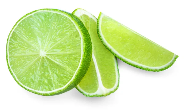 Lime Slice Isolated White Background Lime Citrus Fruit Closeup — ストック写真