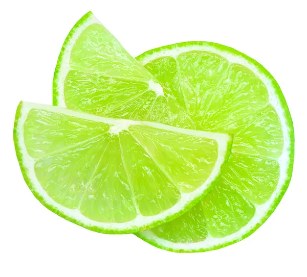 Lime Slice Isolated White Background Lime Citrus Fruit Closeup — ストック写真