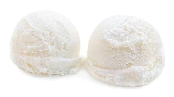 Два Шарика Ванильного Мороженого Изолированных Белой Спинке — стоковое фото