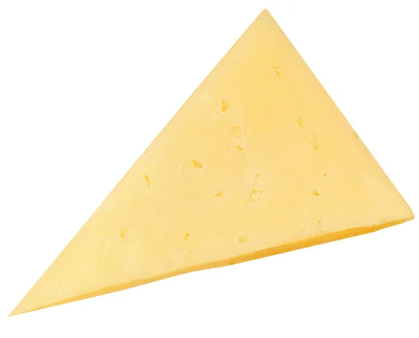 Sýrový Kousek Izolovaný Bílém Pozadí Zralý Pohled Sýr Gouda Plocha — Stock fotografie