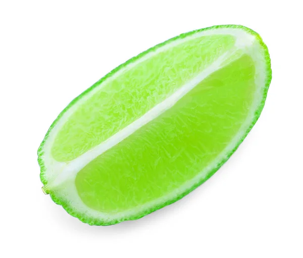 Lime Slice Isolated White Background Lime Citrus Fruit Closeup — Stock Photo, Image