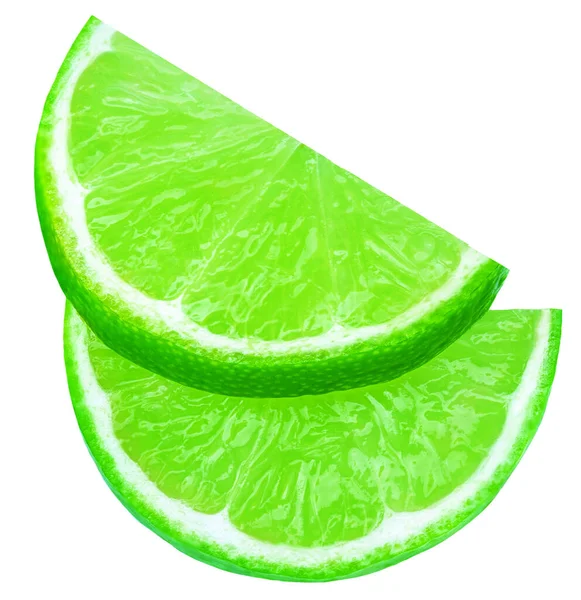 Lime Citrus Fruit Slices Isolated White Background Lime Closeup — Stock Photo, Image