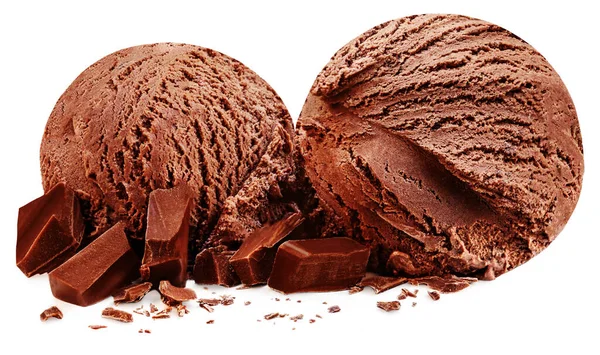 Beyaz Arka Planda Izole Edilmiş Koyu Çikolatalı Dondurma Çikolata Parçaları — Stok fotoğraf