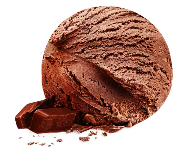 Scoop Dark Chocolate Ice Cream Isolated White Backgroun — Stock Photo, Image