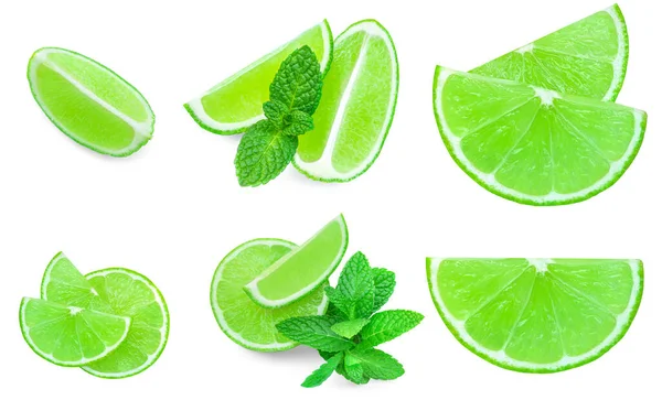 stock image Lime slice isolated on white background. Lime citrus fruit closeup