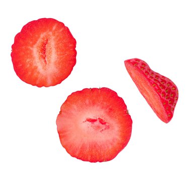 Çilek beyaz arka planda izole edilmiş. Çileklerin yaratıcı düzeni. Şablon. Düz la