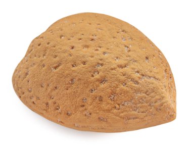 Badem fıstığı beyaz arkaplanda izole edilmiş. Yakın plan. 