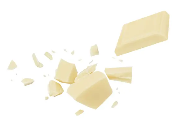 White Chocolate Explosion Isolated White Background Shattering Chocolate Pieces Package Royalty Free Stock Photos