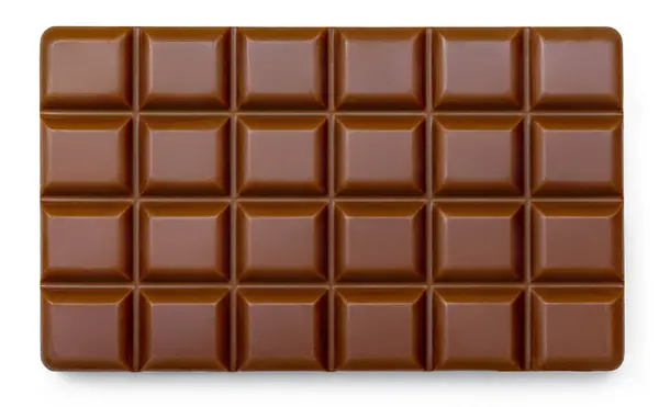Mjölkchoklad Bar Isolerad Vit Bakgrund Från Ovanifrån Högupplöst Bild Närbild Stockbild