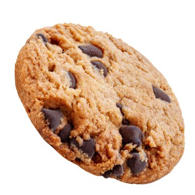 Beyaz arka planda izole edilmiş siyah çikolatalı kurabiyeler. Çikolatalı kurabiyeler kapanır.