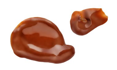 Sıcak çikolatalı Smear beyaza izole edilmiş. Erimiş çikolata üst görünümü yayar, düz uzanır.