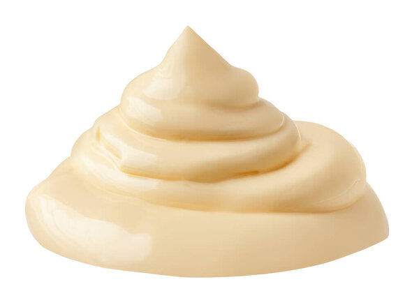 Майонезный соус или майонезный салат заправка изолированы на белом. Майонезный соус крупным планом