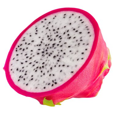 Pitaya izole edildi. Beyaz arka planda ejderha meyvesi. Tropik meyveli Papaya yakın çekim. Paket tasarım elemanı. Üst Manzara. Düz yatıyordu.