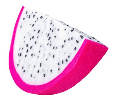 Pitaya izole edildi. Düşen Ejder meyvesi beyaz arka planda havada. Ejderha Meyvesi Tasarım Elemanı. Üst Manzara. Düz yatıyordu. 