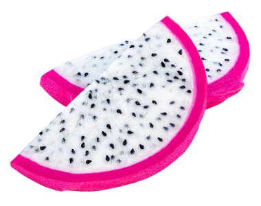 Pitaya izole edildi. Düşen Ejder meyvesi beyaz arka planda havada. Ejderha Meyvesi Tasarım Elemanı. Üst Manzara. Düz yatıyordu. 