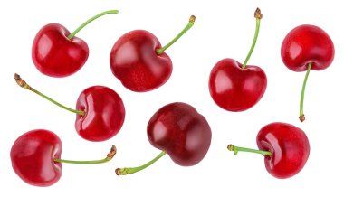 İzole edilmiş hindistan cevizi parçaları beyaz arka plana düşüyor. Hindistan cevizi 