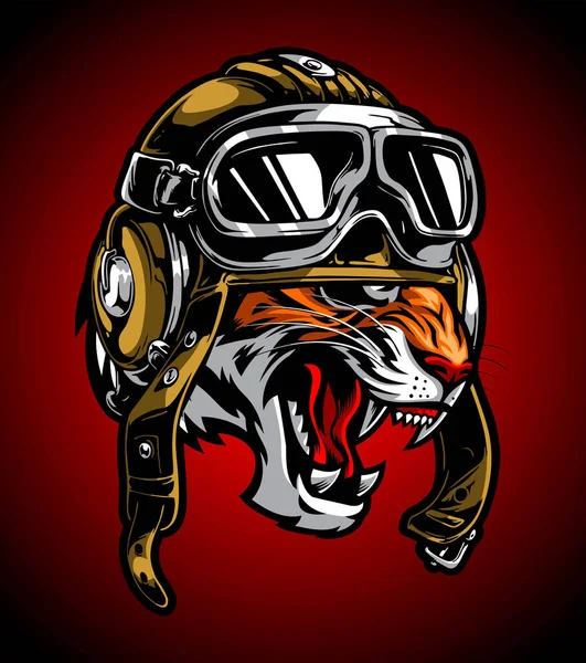 Tête Tigre Avec Casque Sur Fond Jaune — Image vectorielle