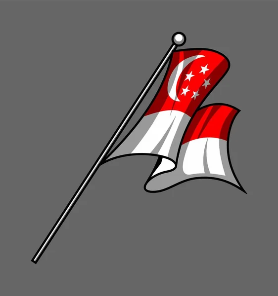 Bendera Kartun Singapore Untuk Tujuan Desain - Stok Vektor