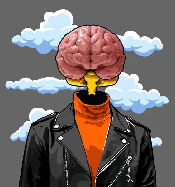 Brain Leather Jacket Cloud — Stock Vector