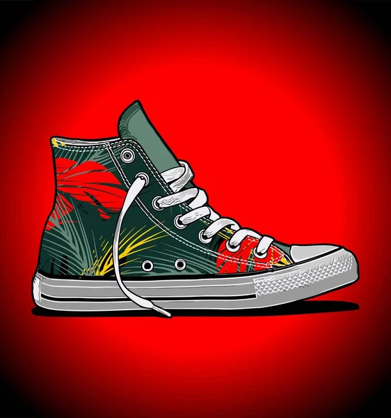 Sneakers Mönster Färg Grön Röd Blå Bakgrund — Stock vektor