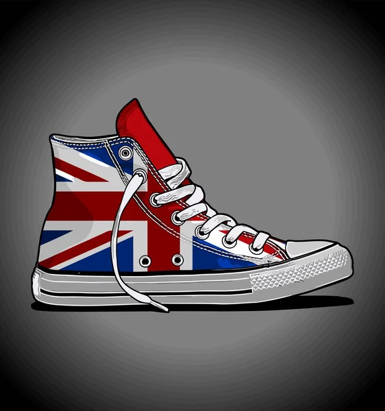 British Flag Μοτίβο Sneakers Μπλε Φόντο — Διανυσματικό Αρχείο