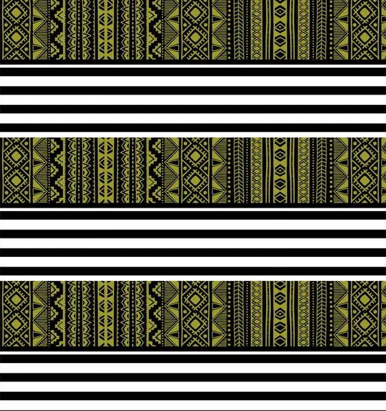 Ethnic Pattern Black Stripes Horizontal Gray Triangles — Stock Vector