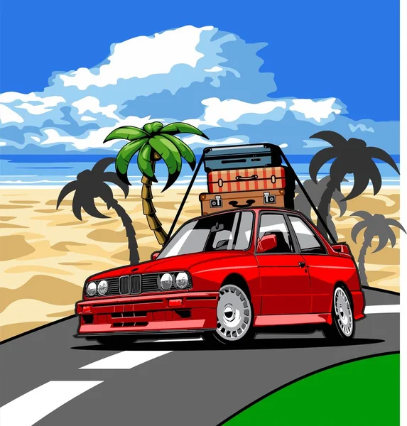 Samochód Torba Podróżna Plaży — Wektor stockowy