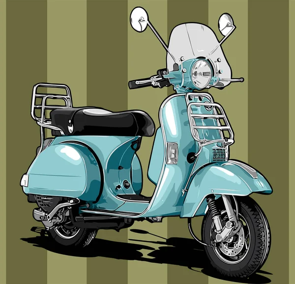 Vintage Scooter Turque Couleur Gris Fond Vectoriel Modèle — Image vectorielle