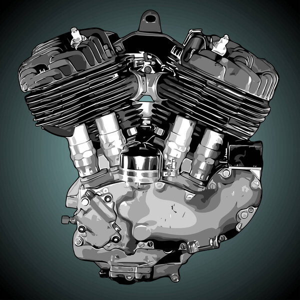 classic v twin engine vector template