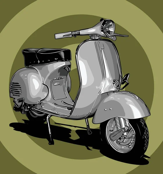 Argent Deux Temps Rétro Scooter — Image vectorielle