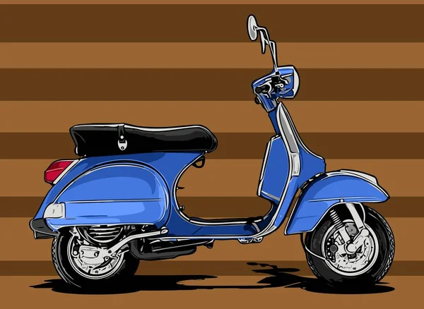 Mavi Iki Vuruş Retro Scooter — Stok Vektör