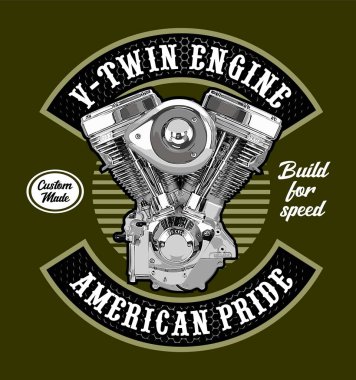 v-twin engine new vector template clipart