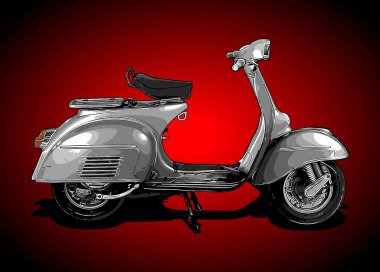 Retro scooter gümüş renk vektörü şablonu