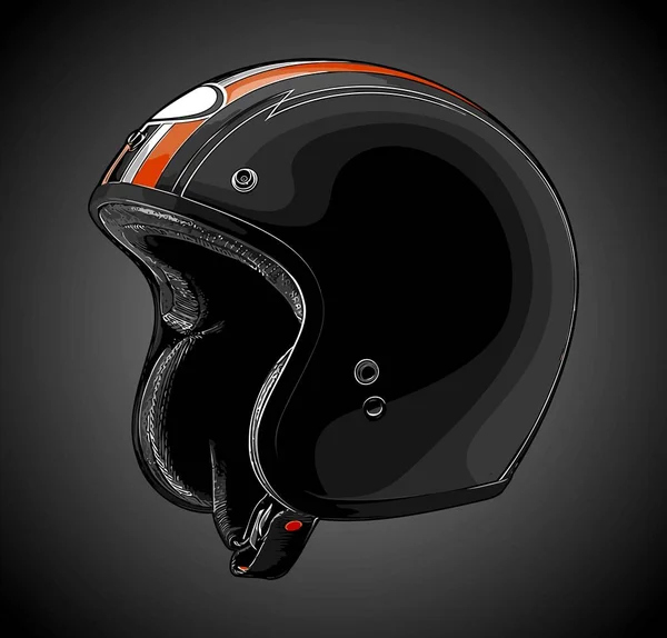 Casque Rétro Demi Visage Noir Orange — Image vectorielle