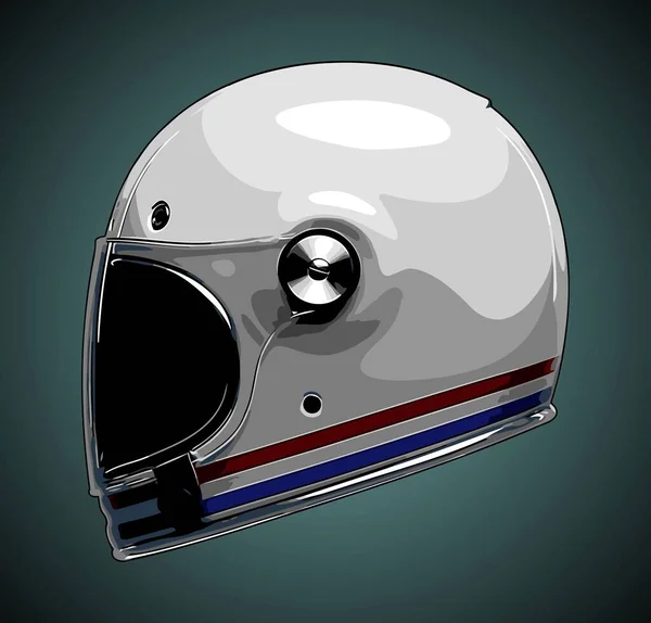 Retro Full Face Helmet White Blue Red Stripes — Stock Vector