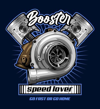  turbo kit and piston vector template. clipart