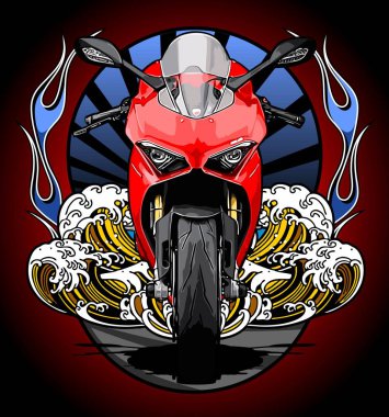 kırmızı superbike ön görünüm vektör şablonu