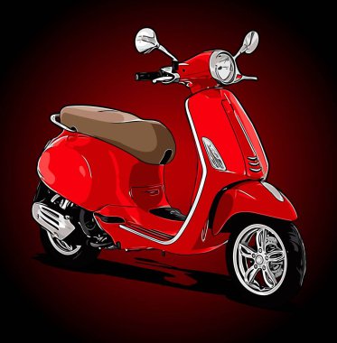otomatik scooter yan görünüm vektör şablonu.