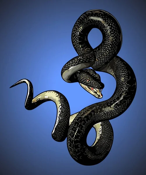 Serpent Noir Enroulé Autour Modèle Vectoriel — Image vectorielle